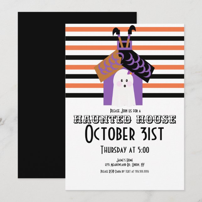 Halloween Spuk House Ghost Hexe Party Einladung (Vorne/Hinten)