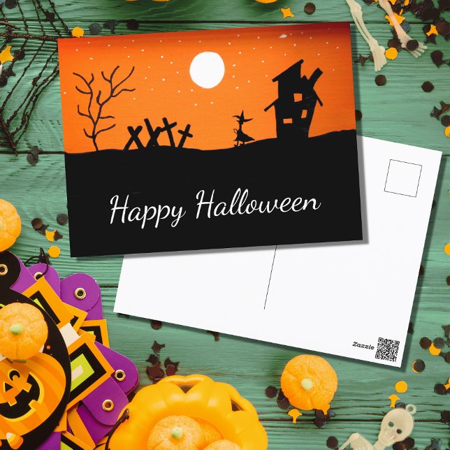 Halloween Spuk House Hexe Postkarte (Von Creator hochgeladen)