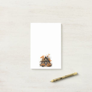 Halloween Spuk House mit Pumpkins & Foliage Post-it Klebezettel