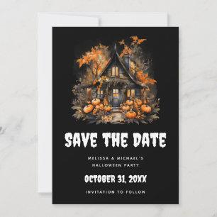 Halloween Spuk House mit Pumpkins & Foliage Save The Date
