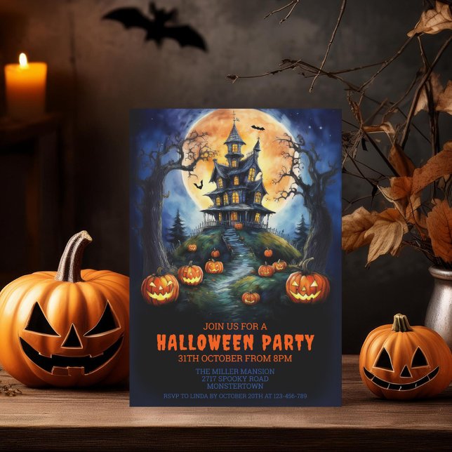 Halloween Spuk House mit Pumpkins Party Einladung (Von Creator hochgeladen)