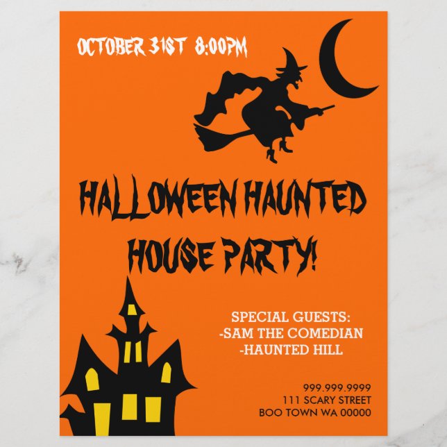 Halloween Spuk House Party Ankündigung Flyer (Vorne)