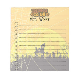 Halloween Spuk House Personalisiert Teacher To Do Notizblock
