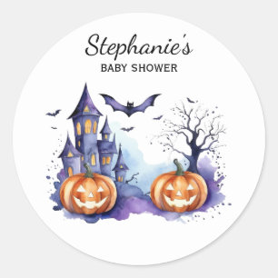 Halloween Spuk House Pumpkin & Baby Dusche Runder Aufkleber