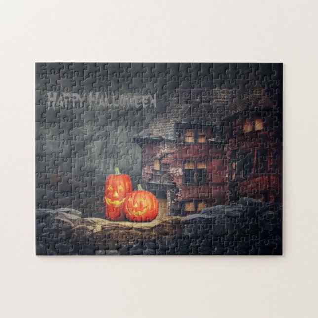 Halloween Spuk House Pumpkin-Kürbislaterne (Horizontal)
