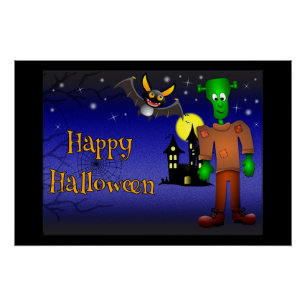 Halloween Spuk House und Monster Poster