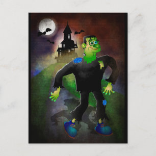 Halloween Spuk House und Monster Postkarte