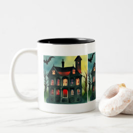 Halloween Spuk House Zweifarbige Tasse
