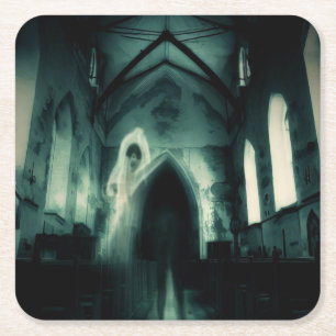 Halloween - Spuk Kirche 3 Rechteckiger Pappuntersetzer