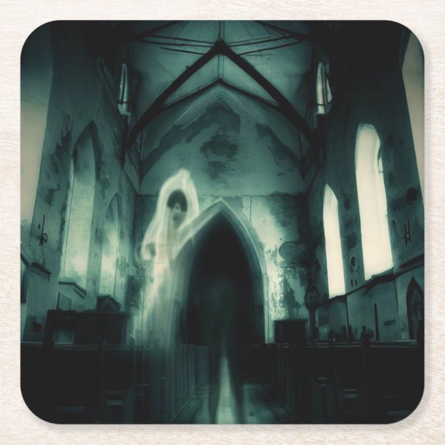 Halloween - Spuk Kirche 3 Rechteckiger Pappuntersetzer (Vorderseite)