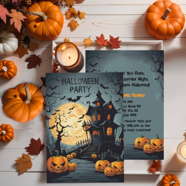 Halloween Spuk Mansion Einladung (Spooky halloween mansion haunted House halloween party invitation. )