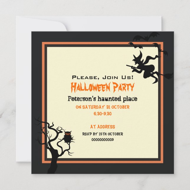 Halloween Spuk Place Party Einladung Square (Vorderseite)