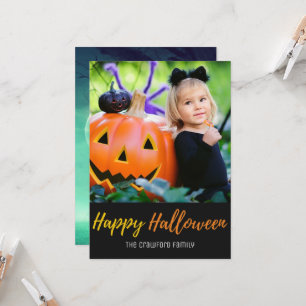 Halloween Spuk Pumpkins Trees Family Foto Card Karte