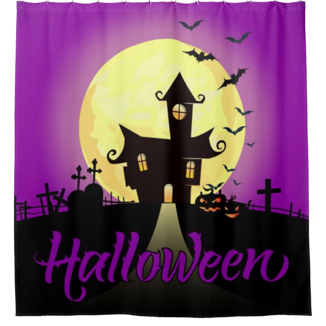 Halloween Spuk Schloss Duschvorhang (Vorderseite)