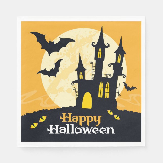 Halloween Spuk Schloss Serviette (Vorderseite)