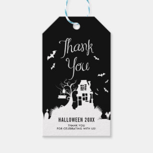 Halloween, Spuk Schwarz-Weiß-Haus Vielen Dank Geschenkanhänger