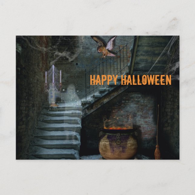 Halloween, Spuk Treppe Postkarte (Vorderseite)