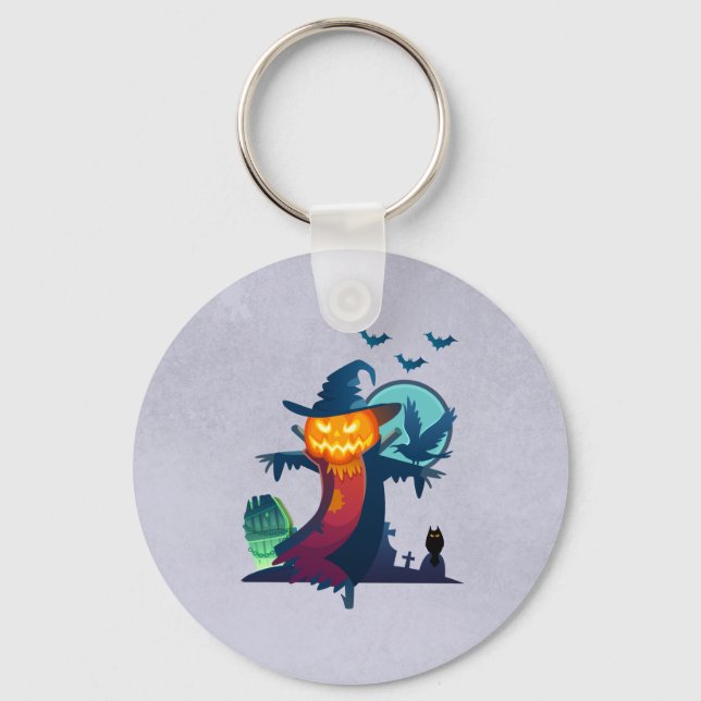 Halloween Spuk Vogelscheuche mit Fledermäusen und  Schlüsselanhänger (Vorderseite)