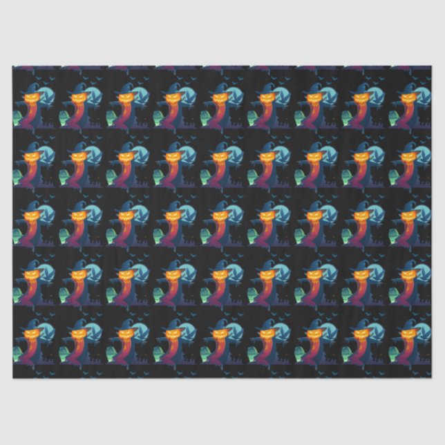 Halloween-Spuk Vogelscheuche mit Fledermauskeule Seidenpapier (Vorderseite)