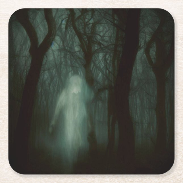 Halloween - Spuk Wald 1 Rechteckiger Pappuntersetzer (Vorderseite)