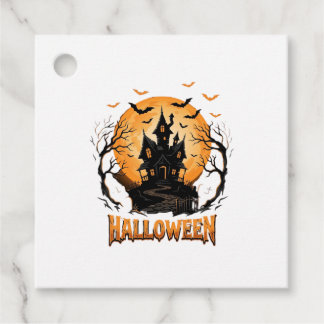 Halloween Spukhaus Fledermaus Mond Grafikdesign Geschenkanhänger