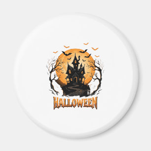 Halloween Spukhaus Fledermaus Mond Grafikdesign Magnet