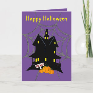Halloween Spukhaus Grußkarte 5" x 7" Karte