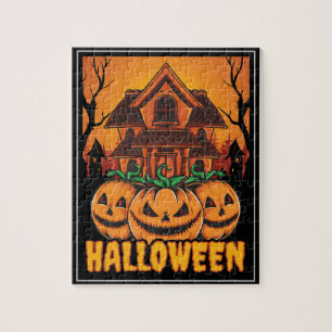 Halloween Spukhaus-Kürbis-Illustration