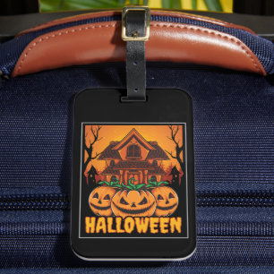 Halloween Spukhaus-Kürbis-Illustration Gepäckanhänger