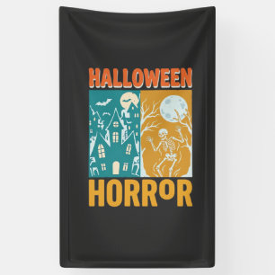 Halloween Spukhaus Mond Skelett Design_1 Banner