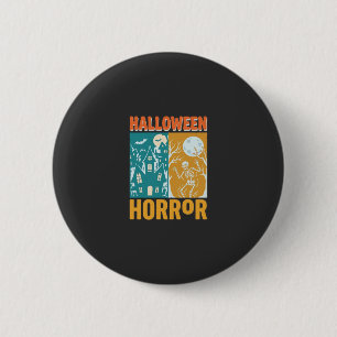 Halloween Spukhaus Mond Skelett Design_1 Button