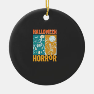 Halloween Spukhaus Mond Skelett Design_1 Keramik Ornament