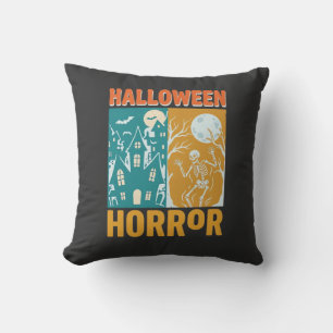 Halloween Spukhaus Mond Skelett Design_1 Kissen