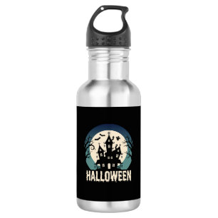 Halloween Spukhaus Mondlicht Vektor Edelstahlflasche