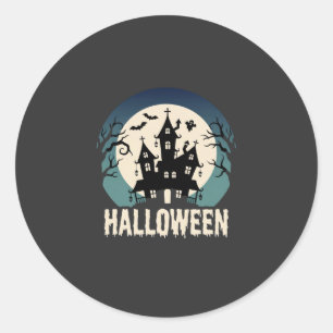 Halloween Spukhaus Mondlicht Vektor Runder Aufkleber