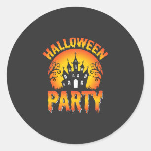 Halloween Spukhaus-Party-Vektor Runder Aufkleber