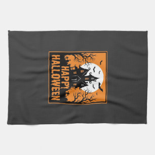 Halloween Spukhaus Silhouette Vektordesign_1 Geschirrtuch