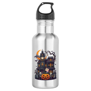 Halloween Spukhaus Skelette Kürbis Geist Kr Edelstahlflasche