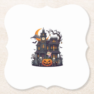 Halloween Spukhaus Skelette Kürbis Geist Kr Untersetzer
