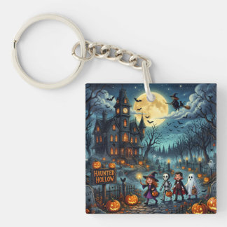 Halloween Spukhaus Süßigkeiten oder Saures Kissen Schlüsselanhänger