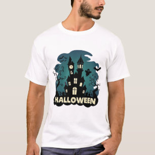 Halloween Spukhaus Uhrturm Fledermäuse Geist_1 T-Shirt