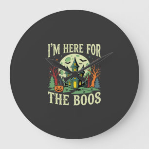 Halloween Spukhaus und Kürbis-Schrecken Große Wanduhr