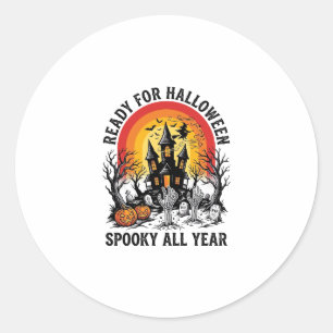 Halloween Spukhaus Vintage Gruselig Fertig Shirt_ Runder Aufkleber