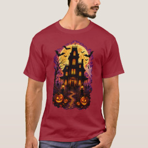 Halloween Spukhaus Vollmond Gruselige Nacht T-Shirt