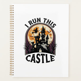 Halloween Spukschloss Hexe Mond Vintage-Shirt_ Planer