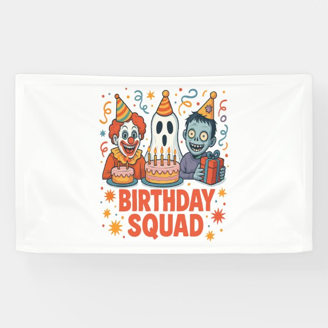 Halloween Squad Creepy Clown Ghost Zombie Banner (Horizontal)