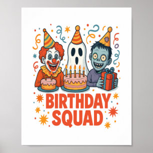 Halloween Squad Creepy Clown Ghost Zombie Poster