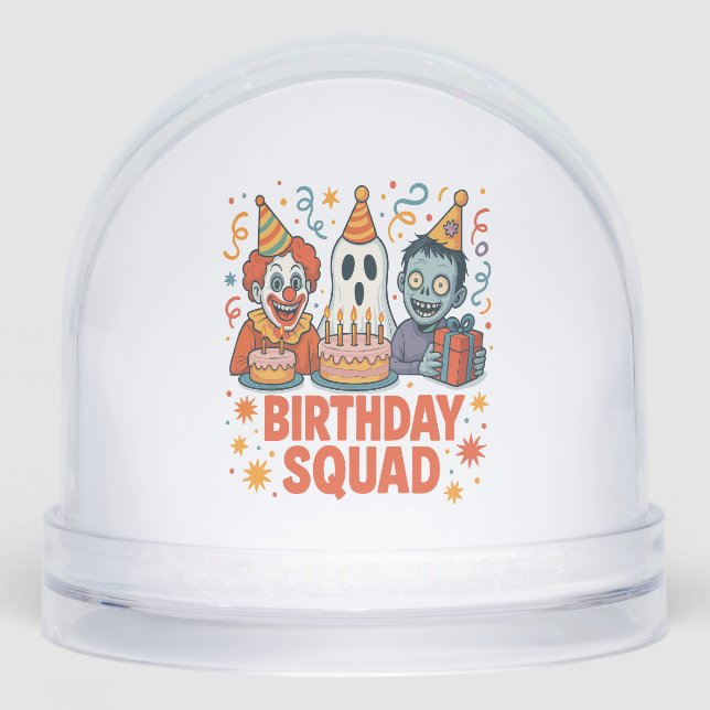 Halloween Squad Creepy Clown Ghost Zombie Schneekugeln (Vorderseite)