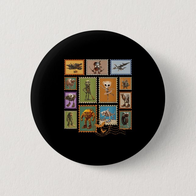 Halloween Stal Stamps Italian Brainrot Zombie  Button (Vorderseite)