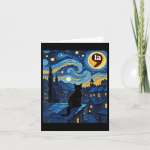 Halloween Starry Night Black Cat Comma La Kamala H Karte